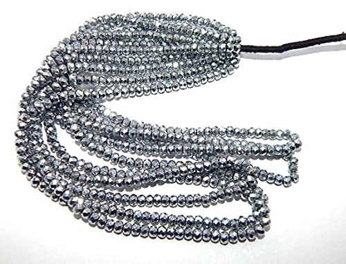 Perles hématite naturelle platine 4mm facettée rondelle fil 15 pouces bijoux DIY