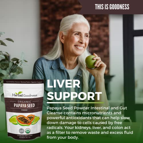 Organic Papaya Seed Powder - Digestive Enzyme & Gut Health Support, Natural Detox & Colon Cleanse with Papain - 4oz, Non-GMO - 1 Pack - Thumbnail 4