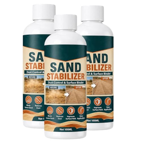 Sand Stabilizer Dust Control Binder, Fast-Drying Landscape Rock Adhesive, Fast Acting Sand Lock Solution for Sandy Paths, Walkways, Garden Edges & Yard Maintenance (3)