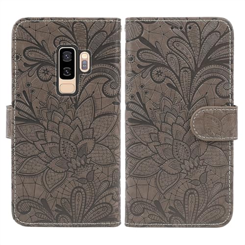 Coque Samsung S9 Plus portefeuille cuir fleur anti-rayure écran - 4