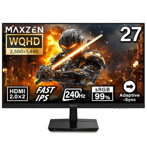 Amazon.co.jp: MAXZEN ゲーミングモニター 27インチ 240Hz WQHD(2,560