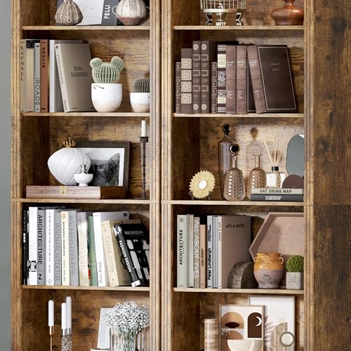 Image of BORNOON 74 inch Tall Bookshelf, 6-Tier Floor Standing Bookcase with 2 Adjustable Shelves, 24 inch Wide Open Storage Shelf, Modern Display Organizer for Home Office, Living Room, Bedroom, Study
