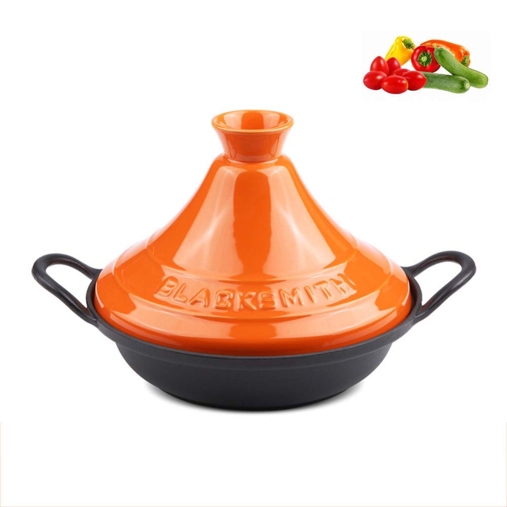 Tagine Pot, Enameled Cast Iron Pot, Japanese Home Braised Ceramic Casserole, for Different Cooking Styles and Temperature Settings Oven/Orange