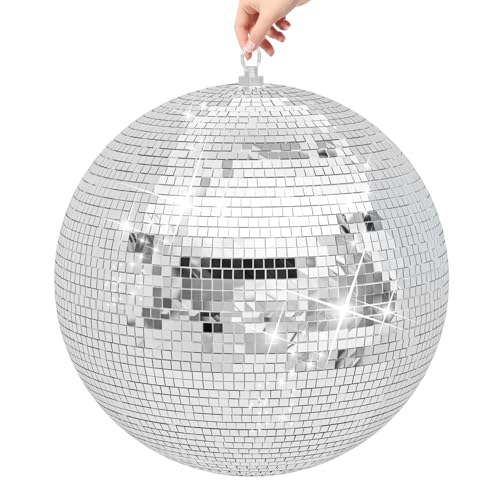 Bola espejada de fiesta, decoración para fiestas y eventos - Bola espejada colgante plateada de 16 pulgadas, decoración para fiestas, bodas, Halloween y Navidad miniatura 7