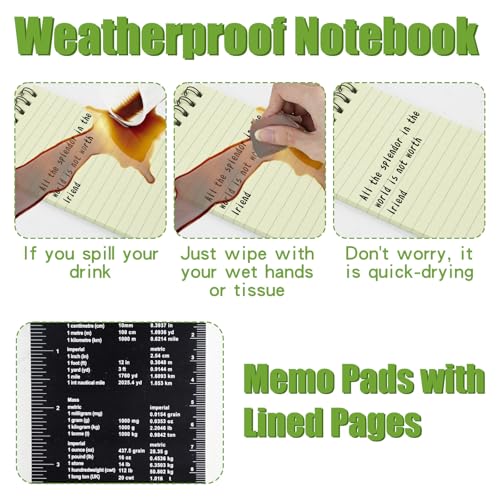 OT-NVWOZR Wasserdichte Notizblock mit Stifte, 3 x 5 Zoll Taktisches Notizbuch Allwetter-Notizblöcke mit Top-Spiral, Tasche Pocket Steno Blöcken mit Raster für Aktivitäten im Freien (3, schwarz)