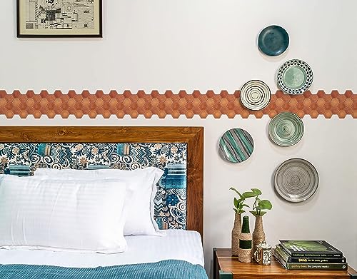 Image of WallDesign Terracotta Hexagon Self-Adhesive Tile Sticker for Decoration of Kitchen, Bathroom, Furniture, Door, Floor - 6.25 in X 10 Ft Durable Vinyl Film