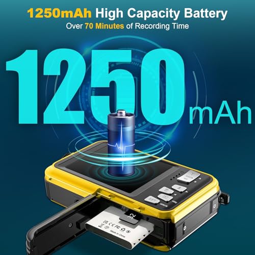 Image of 4K Underwater Camera 64MP Autofocus 16FT Waterproof Camera Dual-Screen Selfie 16X Underwater Camera for Snorkeling Waterproof Compact Floatable Digital Camera with 32GB Card,Yellow