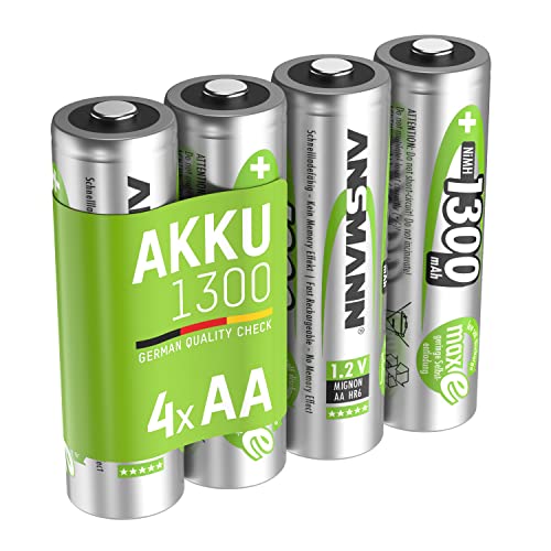 Ansmann Rechargeable Battery, Pack of 4, Nickel Metal Hydride, 1300 Mah, 1.2 V, Aa Rohs Compliant: Yes - 5030792 #1