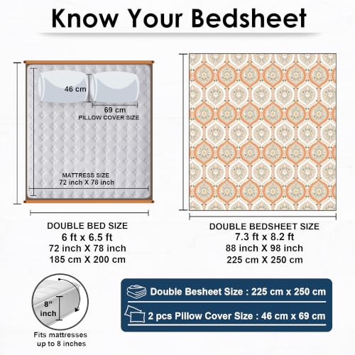 Image of Dew Cotton Bedsheet for Double Bed 160 TC 250 x 225 CM, Brown