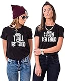 Best Friends T-Shirt für 2 Mädchen Sister T-Shirt Freundschafts T-Shirt Beste Freunde T-Shirt für 2 Best Friends Geschenk Sommer Oberteil Kurzarm Baumwolle Schwarz Weiß 2 Stücke