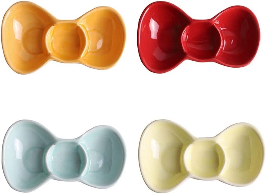 Dip Bowls Set Soy Sauce Dish/Bowls Ceramic Soy Sauce Dish Bowknot Shape Condiment Dishes 3 Compartment Sauce Dipping Bowls for Soy Sauce Ketchup BBQ Sauce Or Seasoning Dinnerware Dipping Sauce