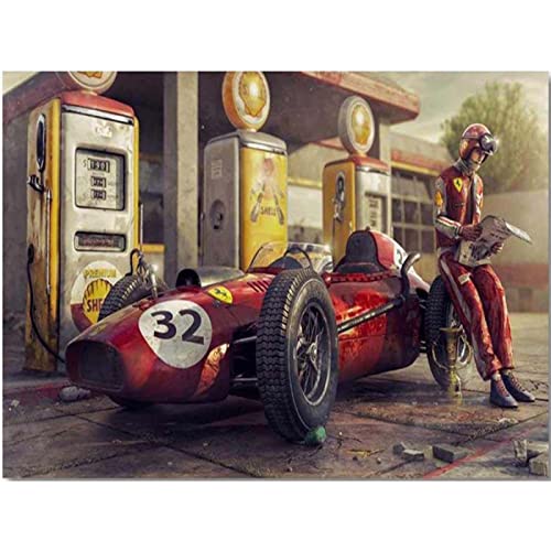 ZHXXFD Peinture Numero Voiture De Course Ancienne Sans Cadre,Kits De Peinture Par Numéros Pour Enfant Adulte,40X50cm Diy Kit De Peinture Avec Toile, Pinceaux Et Peinture Acrylique,A8 Cover