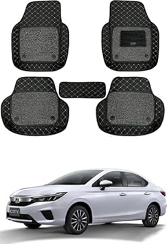 AYW 7D Leatherite Universal Bucket Car Mat for Honda City 2020 Onwards Black