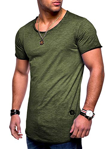 Rello & Reese Herren Oversize T-Shirt Crew Rundhals MT-7103 (Khaki Wash, XL)