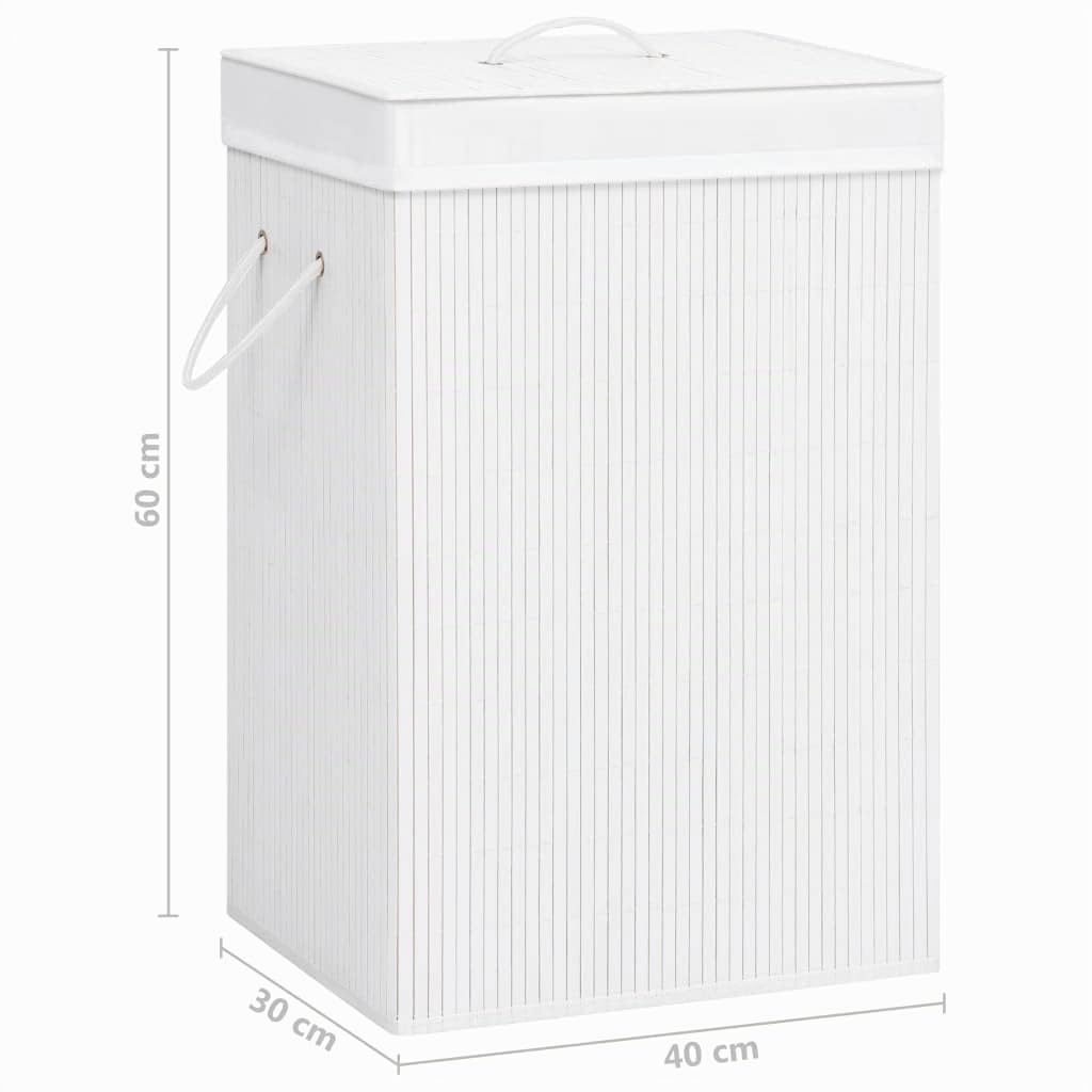 Cesto portabiancheria in bambù bianco 72 l