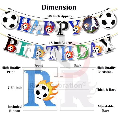 Image of Rozi Decoration Football Theme Birthday Decoration Kit for Boys - 56 Pcs Blue & White Football Balloons Decoration with Happy Birthday Banner, Jersey & Star Foil Balloons for Kids Bday Party