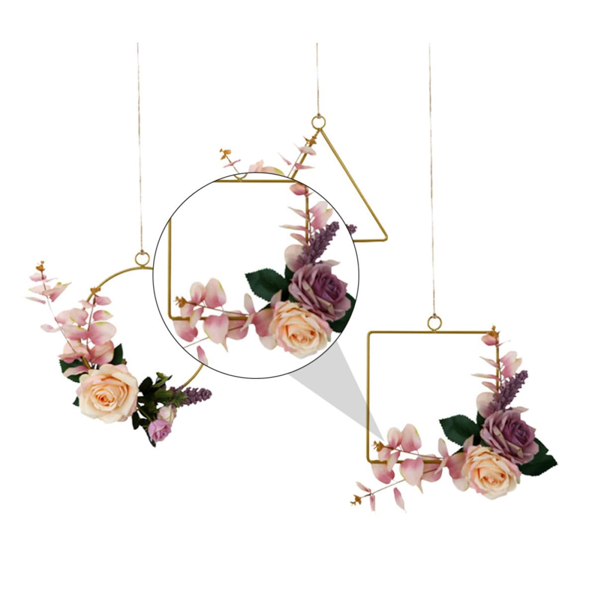 3 Piezas Guirnalda Decorativa Geométrica de Hierro, Estilo Otoño