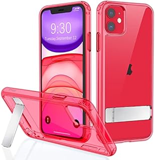 JETech Case for iPhone 11 6.1-Inch with Stand, Support Wireless Charging, Slim Shockproof Bumper Phone Cover, 3-Way Metal Kickstand(Clear)