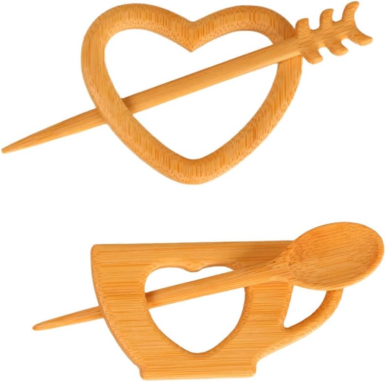 2pcs Elegant Handcrafted Bamboo Brooch - Irregular Wooden Scarf Pin for Sweaters, Autumn Winter Accessory