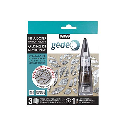 Pebeo GEDEO KIT-Mirror Effect Leaf, Silver Finish Gilding, 3 foils