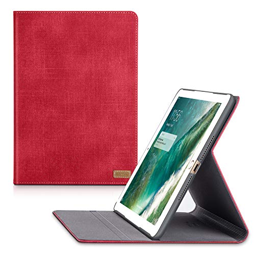 TORRAS New iPad 9.7 2018/2017 Case, Faded Denim Slim Cover Auto Sleep/Wake Up Adjustable Stand Folio Case Compatible with The New iPad 5th / iPad 6th Generation - Red