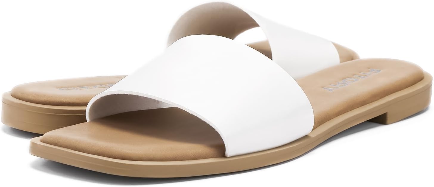 FITORY Women's Slide Sandals Fashion Square Open Toe with Cushioned Footbed Slippers for Beach Size - Image 3