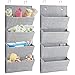 mDesign lot de 2 armoires à suspendre à motif chevron – étagère de rangement en polypropylène respirant – meuble de rangement en tissu – couleur: gris/crème