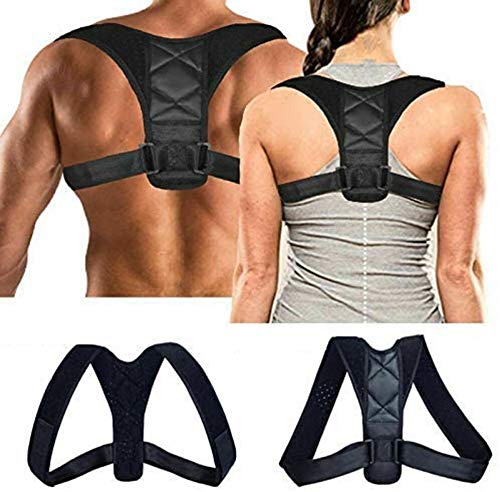 Straightener Back Corrector Posture Corrector,upper Shoulder Back Support Brace Belts,slouch Corrector For Women Man Pain Relief Maintaining Right Black (Black, Medium)