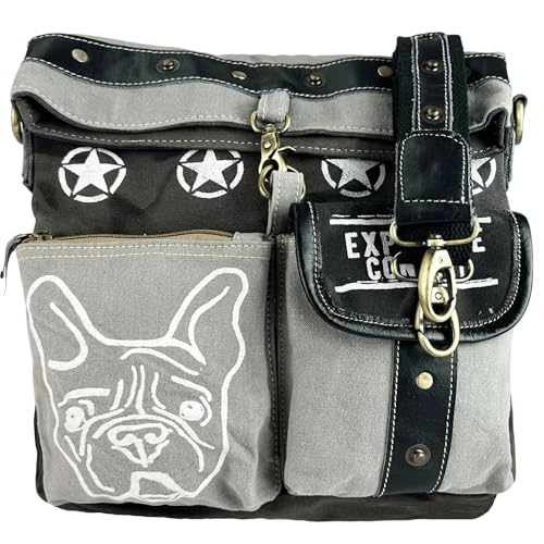 Sunsa Vintage Unisex Umhängetasche aus Canvas, stilvolle Schultertasche als Crossbody Bag, große Tasche für Freizeit, Arbeit, Uni. Retro, leicht, alltagstauglich, mit vielen Fächern