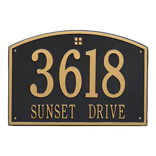 2 Line Cape Charles Estate Address Plaque 20.5"W x 14"H - Large 7" High Numbers - Aluminum