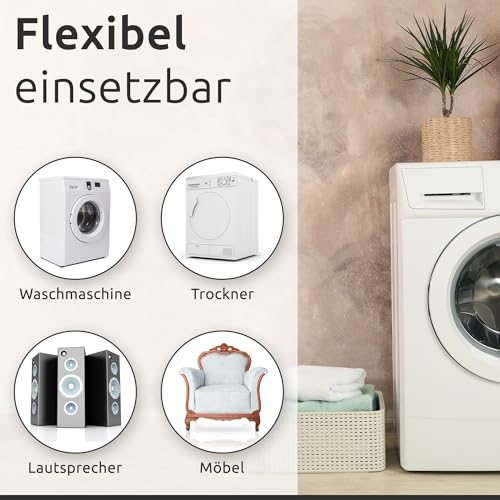ECENCE Schwingungsdämpfer Waschmaschine 4er Set Vibrationsdämpfer Gummi-Füße Schwarz für Trockner, Geschirrspüler, Anti-Rutsch-Füße, Antivibrationspads