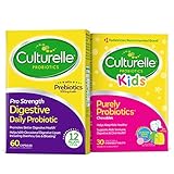 Culturelle Daily Probiotic Bundle – Pro Strength Daily Probiotic Capsules for Men and Women and Daily Probiotic Chewables for Kids, Digestive + Immune Support, Gluten Free