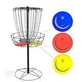 CROWN ME Disc Golf Basket Target Include 3 Discs, 24-Chain Portable Metal Golf Goals Baskets