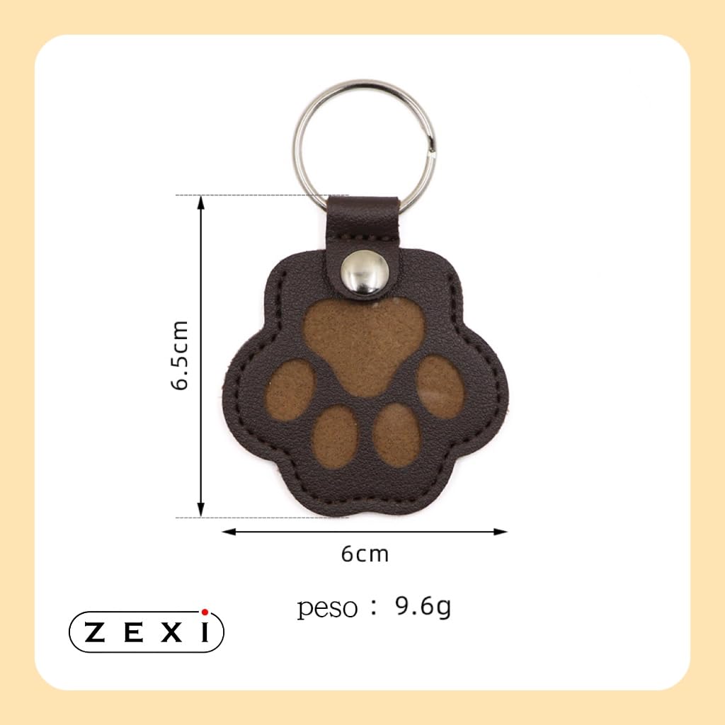 ZEXI 4 Portachiavi Raccogli Pelo per Cani e Gatti, Set da 4 Porta Pelo a Forma di Zampa per Pelo Animale, Accessorio per Cani Gatti, Pelle PU, Nero, Rosso, Marrone, Bianco