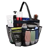 Mesh Shower Caddy - Quick Dry 8 Pockets Mesh Portable Shower Tote Bag with Handle for College, Dorms, School, Sport, Gym, Camp, Black