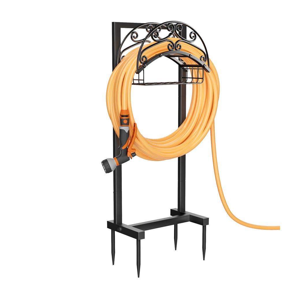 Support de tuyau d'arrosage autonome piquet de rangement extérieur pour tuyau de jardin