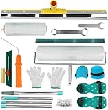 Noliven Upgraded Self Leveling Concrete Tool Kit - Spiked Roller, Paint Roller, Spiked Shoes, Self-leveling Nail, Gloves, Stainless Steel Scraper and Leveling Rake for Epoxy Floor and Cement