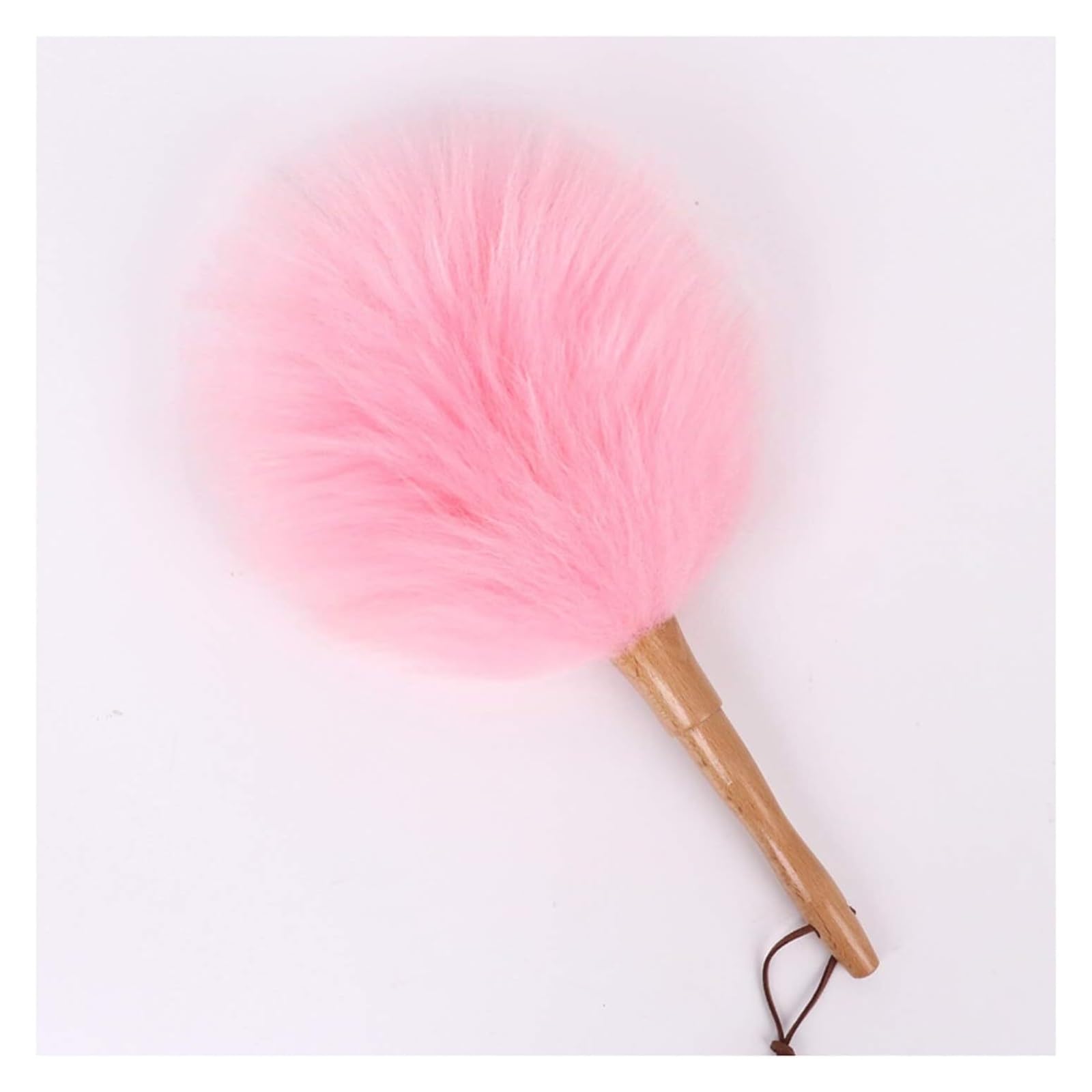KFGISD, Pure Lambs Wool Duster with Wood Handle,Fluffy Lambswool Office and Car,6 Colors Handle Dusters,Feather Duster(Roze)