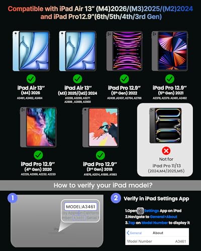 Image of typecase Edge+ Keyboard Case for iPad Air 13 inch(M4 /M3 /M2, 2026 /2025 /2024) & iPad Pro 12.9 inch(3 /4 /5 /6th Gen),Ultra-Slim Detachable Case,Portrait &Typing Modes,11-Color Backlight,Magnetic Stand,Carbon Fiber