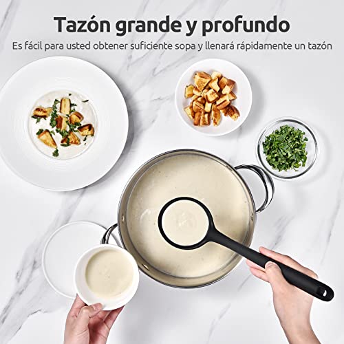 Miniatura 7 de Cucharón De Silicona Para Sopa De 34 Cm: U-Taste 315 Resistente Al Calor, Antiadherente, Sin Costuras, Grande, Para Cocina, Cuchara Profunda Para Servir Con Mango Largo Sólido Antideslizante Negro