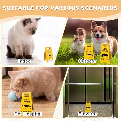 Katzen Kotzschild, 13cm Lustige Gag Katzen Hunde Kotz Warnschilder, Cat Dog Vomit Sign, Funny Cat Sign Decor, Warnschild für Erbrochenes Haustieren, Funny Gag Gift Für Katzen Hundeliebhaber
