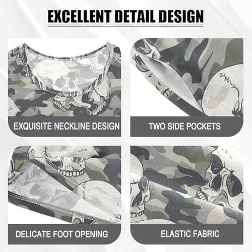 ALAZA Skulls Camouflage Pajama Set Short Sleeve Sleepwear Soft Lounge Nightwear4