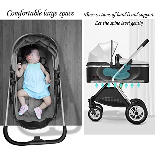 Twin Baby Pram Stroller,Double Infant Stroller，Foldable Double Seat Tandem Stroller High Landscape Reversible Easy Foldable (Color : Black) #TOP2