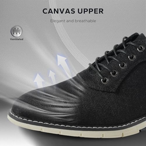 Men's Black Dress Shoes - Stylish Canvas Casual Shoes for Men - Classic Lace Up Derby Shoes Black3