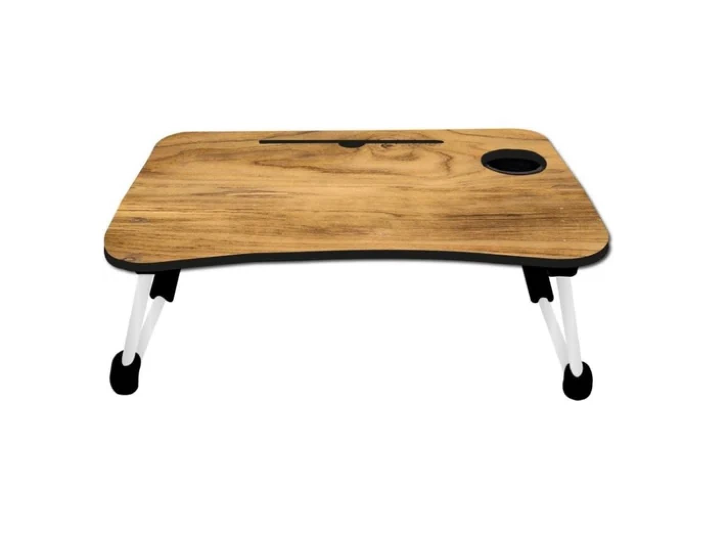 VijayaECart Foldable Bed Study Laptop Table with Cup Holder for Home Students (Brown)