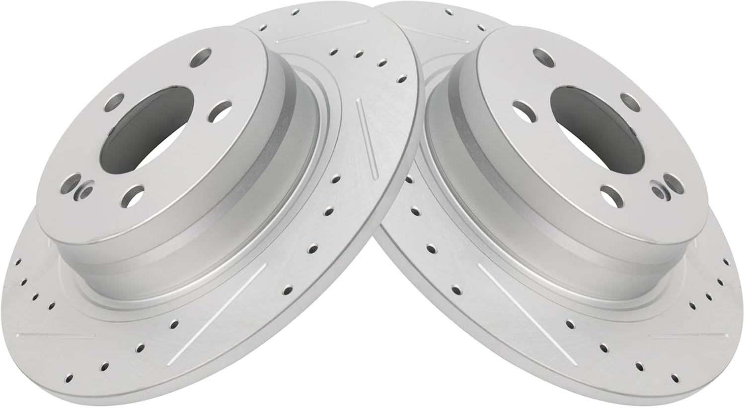 TRQ Rear Performance Brake Rotors Set Premium G-Coated Cross Drilled & Slotted Compatible with 2012-2015 Mercedes-Benz C250 2008-2012 C300