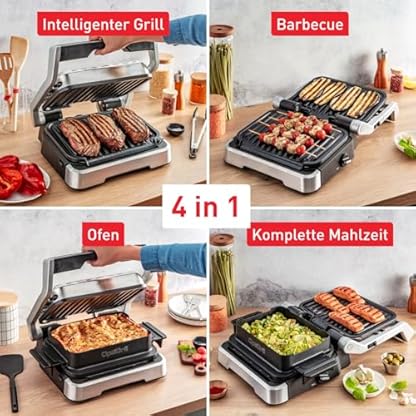 Tefal OptiGrill 4in1 Kontaktgrill mit Backschale, Aufklappbar, Tischgrill, 9 automatische Programme, Garstufenanzeige, spülmaschinengeeignete Teile, Elektrogrill, Backofen, GC776D10 – Bild 4