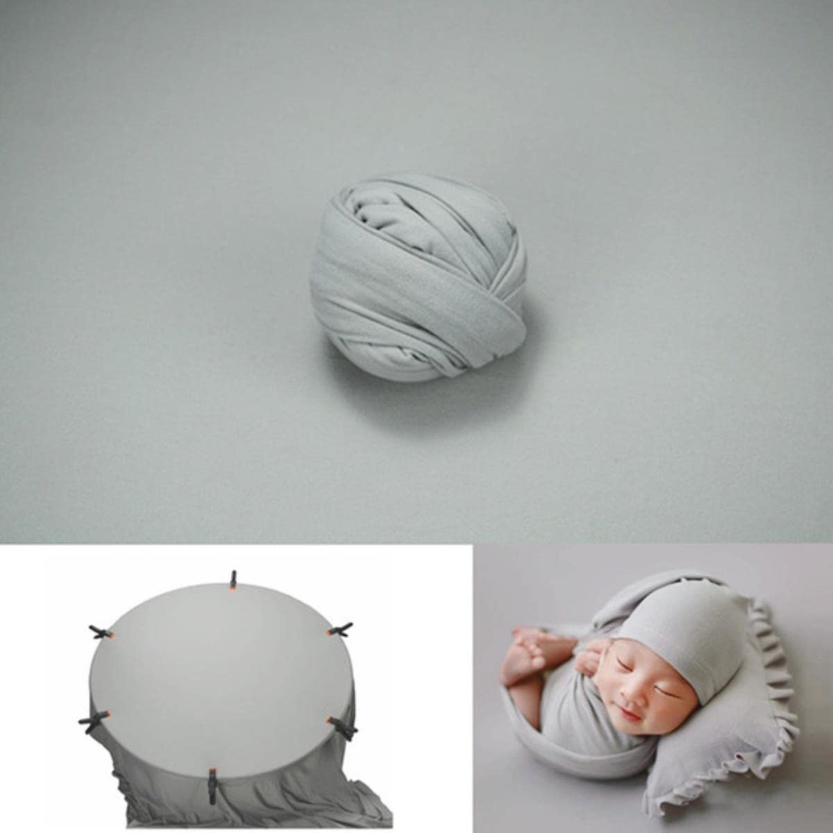 CTLH20 40/150 * 170cm Newborn Photography Props Blanket Baby Blanket Backdrop Fabrics Shoot Studio Accessories-light grey,wrap and background