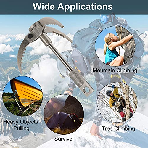 Ruipoo Grappling Hook, Folding Claw Multifunctional Stainless Steel Hook for Outdoor, Camping, Hiking, Tree, Rock, Mountain, Climbing Hold, etc (3 Claws