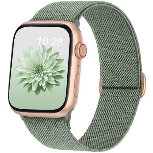 DigiHero Compatible with Apple Watch Straps 40mm 42mm 44mm 41mm 45mm 46mm 38mm, Elastic Stretchy Nylon Sport Solo Loop Replacement Band for iWatch Series 11 10 9 8 7 6 5 4, SE 3 2 1, Green S